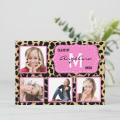 Leopard Print und rosa Accessoire Party Foto laden Einladung (Stehend Vorderseite)