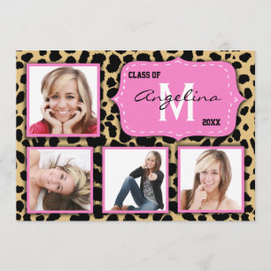 Leopard Print und rosa Accessoire Party Foto laden Einladung