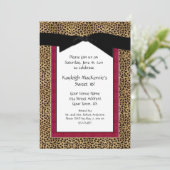 Leopard Print und Rosa Sweet 16 Einladung (Stehend Vorderseite)