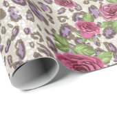 Leopard Print und Rose Geschenkpapier (Rolleneckpunkt)