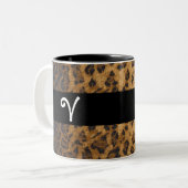 Leopard Print V Monogramm Initialen Coffee Tasse C (Vorderseite Links)