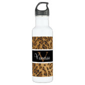 Leopard Print V Monogramm Initialen Wasser Flasche Trinkflasche (Vorderseite)