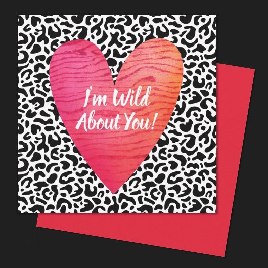 Leopard Print Valentinstag Kids Square Mitteilungskarte