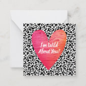 Leopard Print Valentinstag Kids Square Mitteilungskarte (Vorderseite)