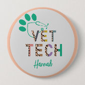 Leopard Print Vet Tech Stethoskop mit Name Button (Vorderseite)