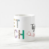 Leopard Print Vet Tech Stethoskop mit Name Kaffeetasse (Mittel)