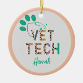 Leopard Print Vet Tech Stethoskop mit Name Keramik Ornament (Vorne)