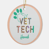 Leopard Print Vet Tech Stethoskop mit Name Keramik Ornament (Links)