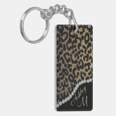 Leopard Print w/Diamonds Monogram Schlüsselanhänger (Vorderseite links)