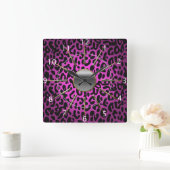 Leopard Print Wall Clock Quadratische Wanduhr (Zuhause)