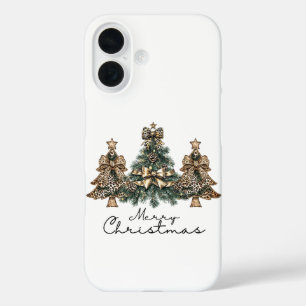Leopard Print Weihnachtsbaum PNG Coquette Schlei iPhone 16 Hülle