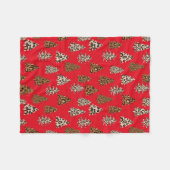 Leopard Print Weihnachtsbaume Rot Fleecedecke (Vorderseite (Horizontal))