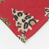 Leopard Print Weihnachtsbaume Rot Fleecedecke (Ecke)