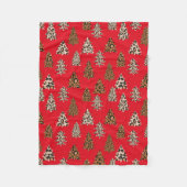 Leopard Print Weihnachtsbaume Rot Fleecedecke (Vorderseite)