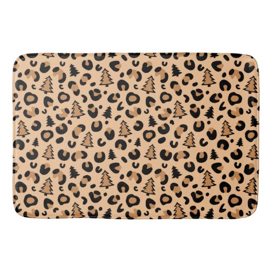 Leopard Print Weihnachtsmuster Badematte (Vorderseite)