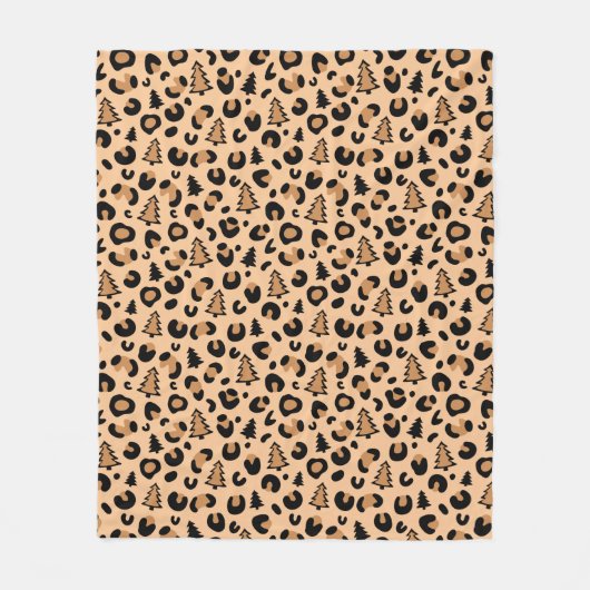 Leopard Print Weihnachtsmuster Fleecedecke (Vorderseite)