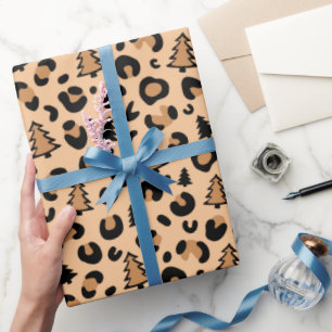 Leopard Print Weihnachtsmuster Geschenkpapier