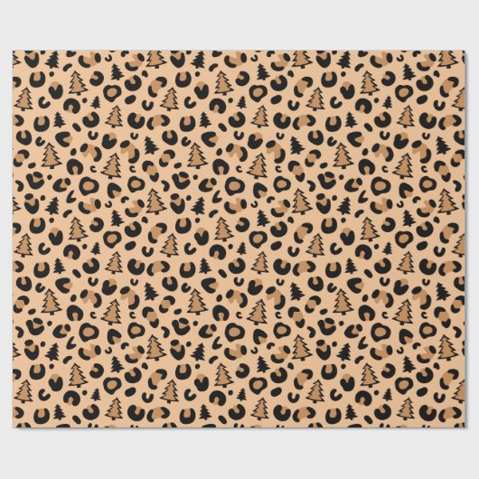 Leopard Print Weihnachtsmuster Geschenkpapier (Flach)