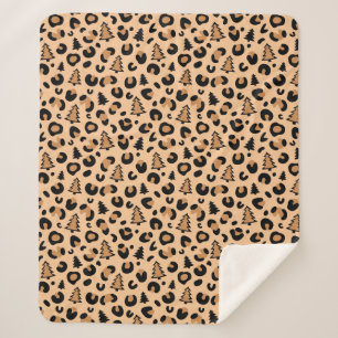 Leopard Print Weihnachtsmuster Sherpadecke