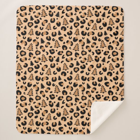 Leopard Print Weihnachtsmuster Sherpadecke (Vorderseite)