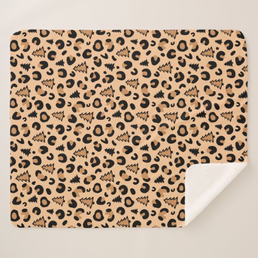Leopard Print Weihnachtsmuster Sherpadecke (Vorderseite (Horizontal))