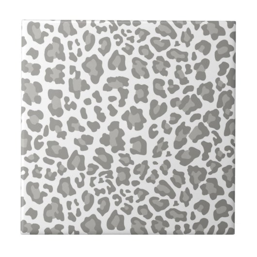 Leopard Print White und Grau Fliese (Vorderseite)