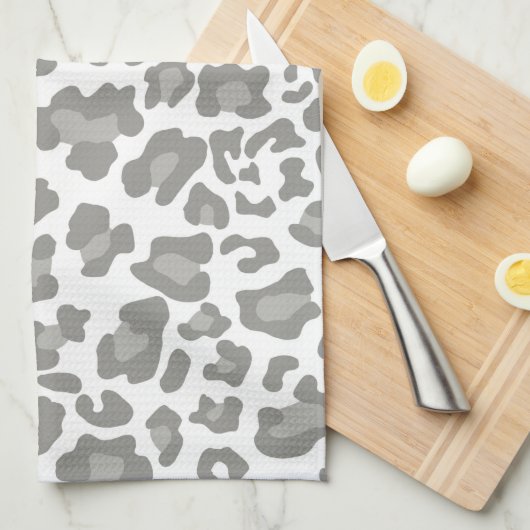 Leopard Print White und Grau Handtuch (Viertel Falte)