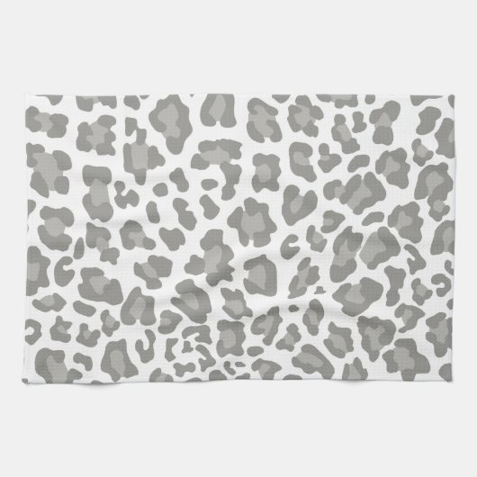 Leopard Print White und Grau Handtuch (Horizontal)
