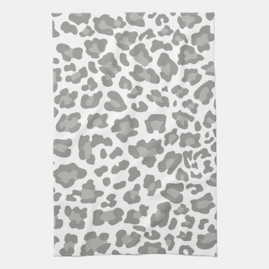 Leopard Print White und Grau Handtuch (Vertikal)