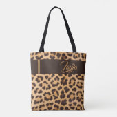 Leopard Print Wild Girly Muster Personalisiert Nam Tasche (Rückseite)
