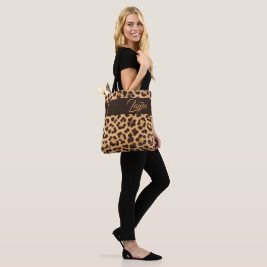 Leopard Print Wild Girly Muster Personalisiert Nam Tasche (Am Model)