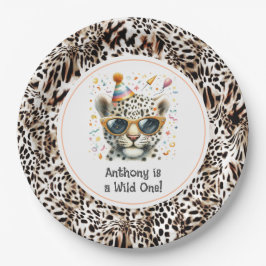Leopard Print "Wild One" Animal Birthday Party Pappteller