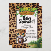 Leopard Print Wildlife Kitty Cat Kinderdusche 🐆 Einladung (Vorne/Hinten)