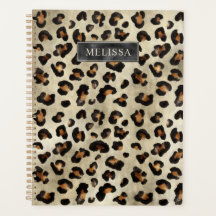 Leopard Print With Black Faux Foil And Name