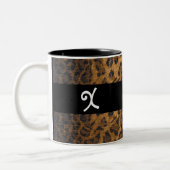 Leopard Print X Monogramm Initialen Coffee Tasse C (Links)