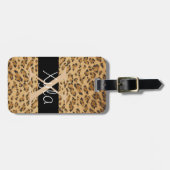 Leopard Print X Monogramm Initialen Gepäckanhänger (Vorderseite horizontal)