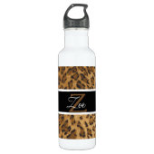 Leopard Print Z Monogramm Initialen Wasser Flasche Edelstahlflasche (Vorderseite)