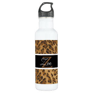 Leopard Print Z Monogramm Initialen Wasser Flasche Edelstahlflasche