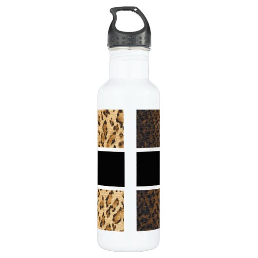 Leopard Print Z Monogramm Initialen Wasser Flasche Edelstahlflasche (Rückseite)
