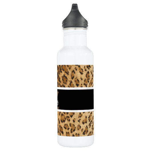 Leopard Print Z Monogramm Initialen Wasser Flasche Edelstahlflasche (Rechts)