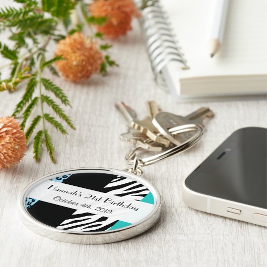 Leopard Print, Zebra Print, Animal Print, Birthday Schlüsselanhänger (Seite)