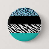 Leopard Print, Zebra Print, Animal Print, Blue Button (Vorderseite)