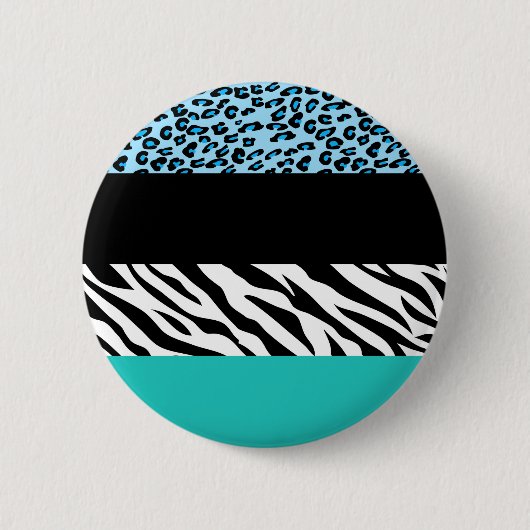 Leopard Print, Zebra Print, Animal Print, Blue Button (Vorderseite)