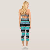Leopard Print, Zebra Print, Animal Print, Blue Capri Leggings (Rückseite)