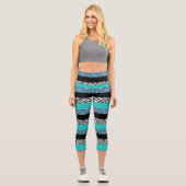 Leopard Print, Zebra Print, Animal Print, Blue Capri Leggings (Vorderseite)