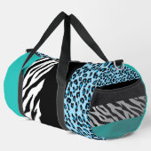 Leopard Print, Zebra Print, Animal Print, Blue Duffle Bag (Rechte Ecke)