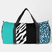 Leopard Print, Zebra Print, Animal Print, Blue Duffle Bag (Rückseite)