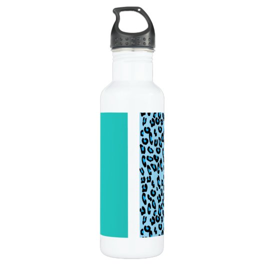 Leopard Print, Zebra Print, Animal Print, Blue Edelstahlflasche (Rückseite)