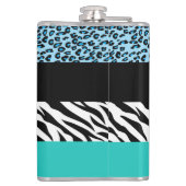 Leopard Print, Zebra Print, Animal Print, Blue Flachmann (Rückseite)