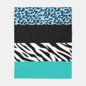 Leopard Print, Zebra Print, Animal Print, Blue Fleecedecke (Vorderseite)